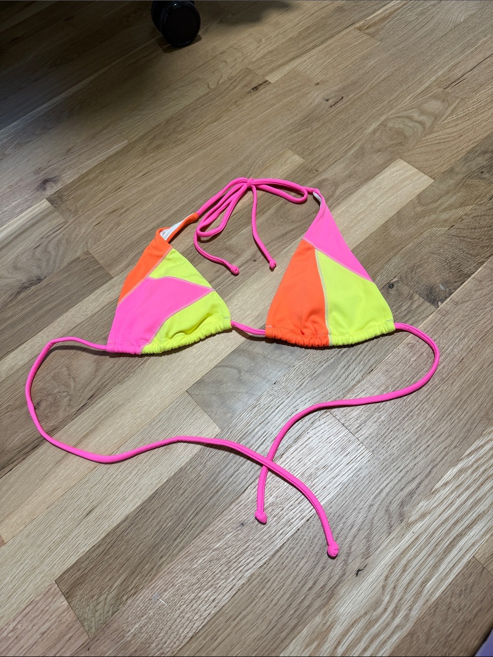 Victoria's Secret Neon Colorblock Triangle Bikini Top - Pink/Orange/Yellow